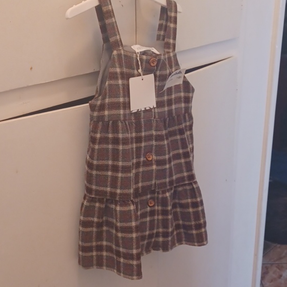 Baby girl plaid zara brown dress